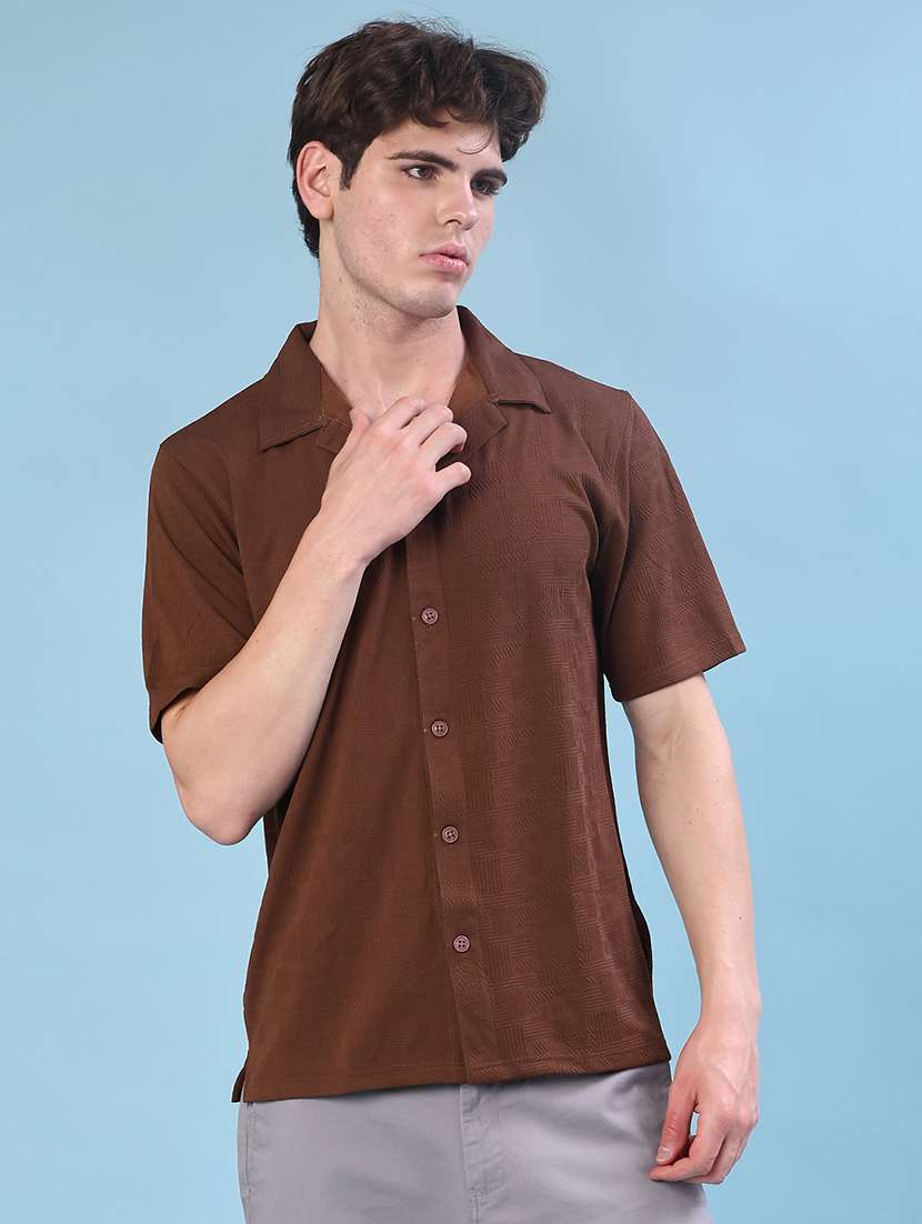 men solid short sleeve regular fit casual shirt - 22057380 -  Standard Image - 2