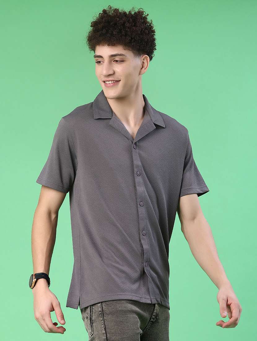 men solid short sleeve regular fit casual shirt - 22057385 -  Standard Image - 2