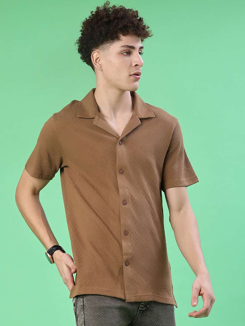 men solid short sleeve regular fit casual shirt - 22057395 -  Standard Image - 2