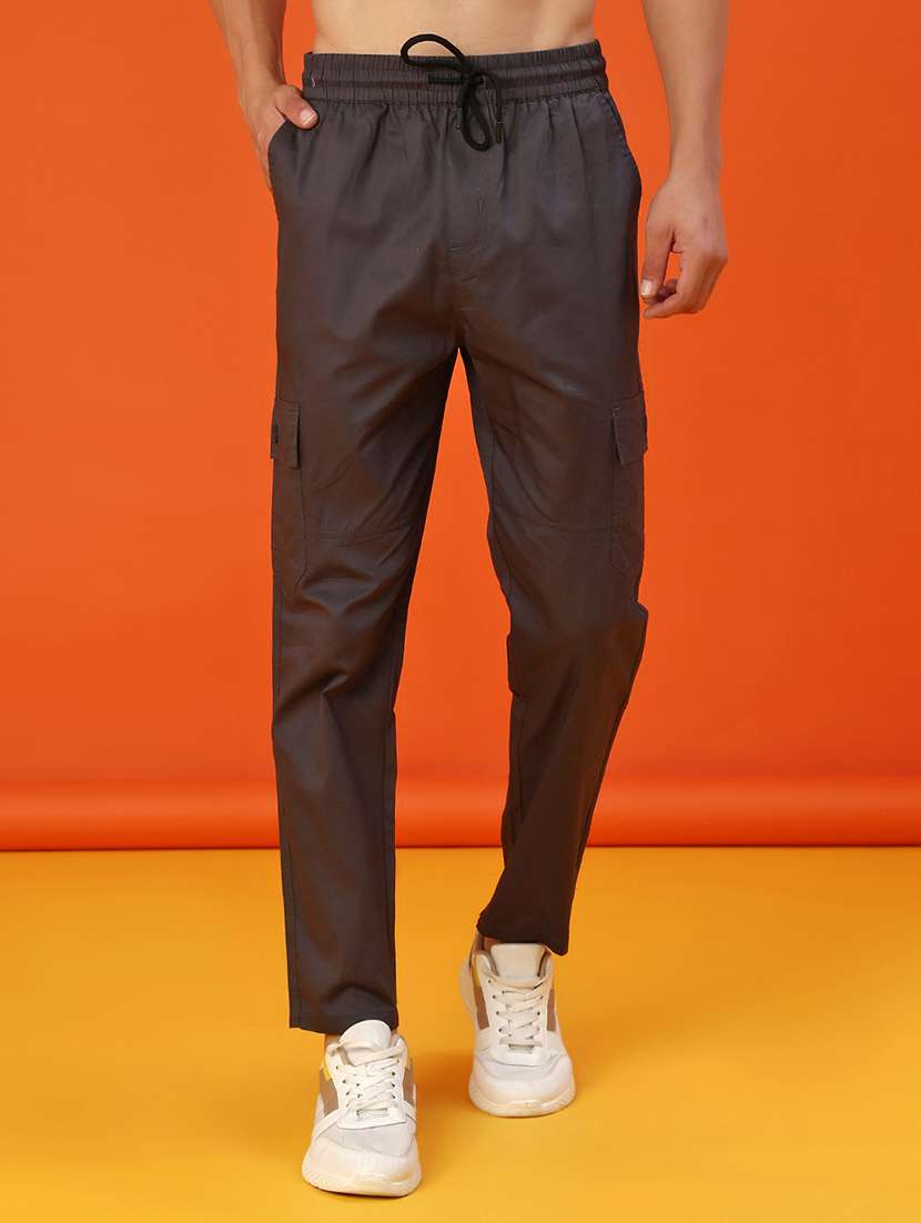 men solid mid rise cargo