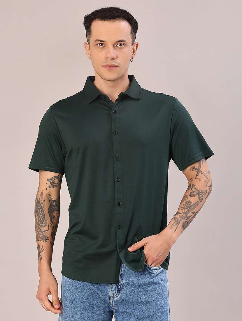 men solid short sleeve regular fit casual shirt - 22057425 -  Standard Image - 2