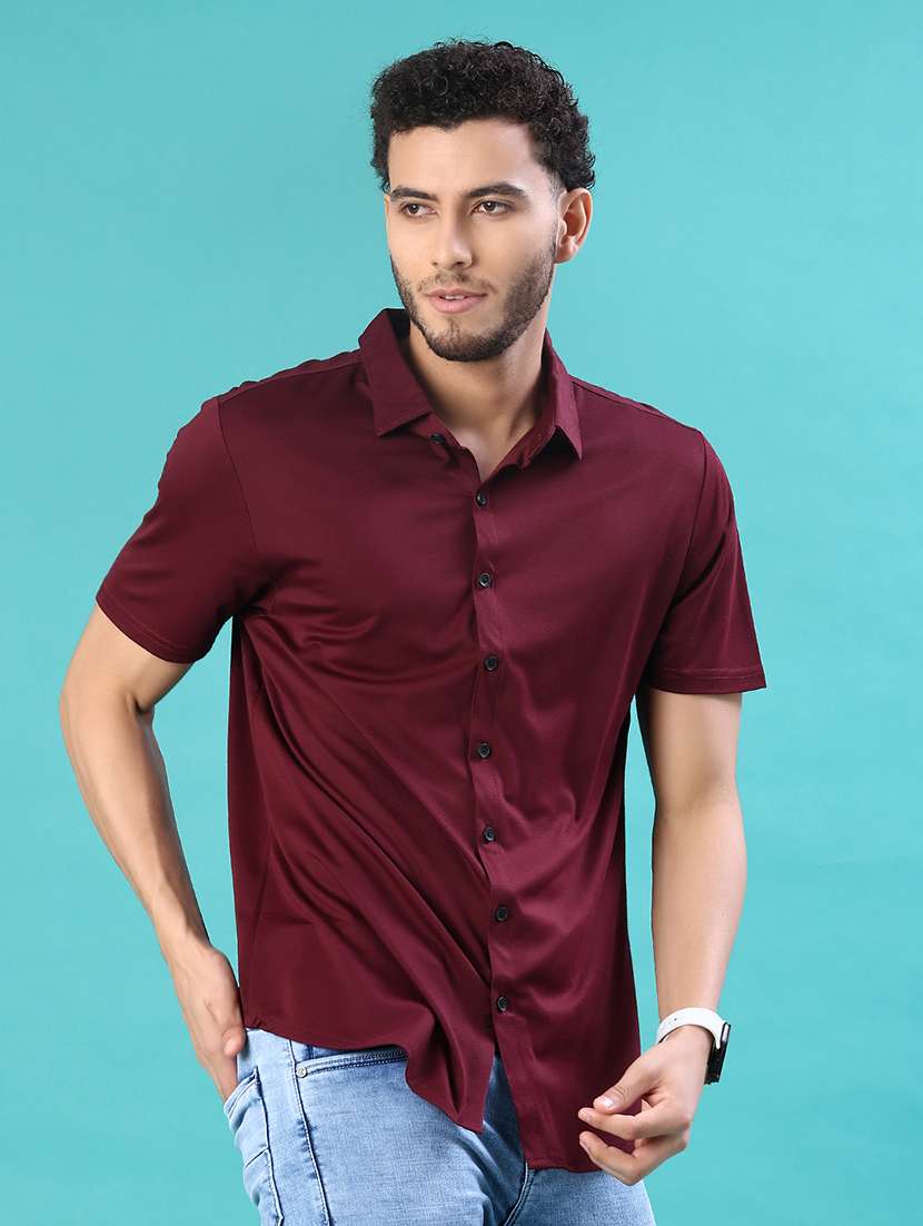 men solid short sleeve regular fit casual shirt - 22057427 -  Standard Image - 2