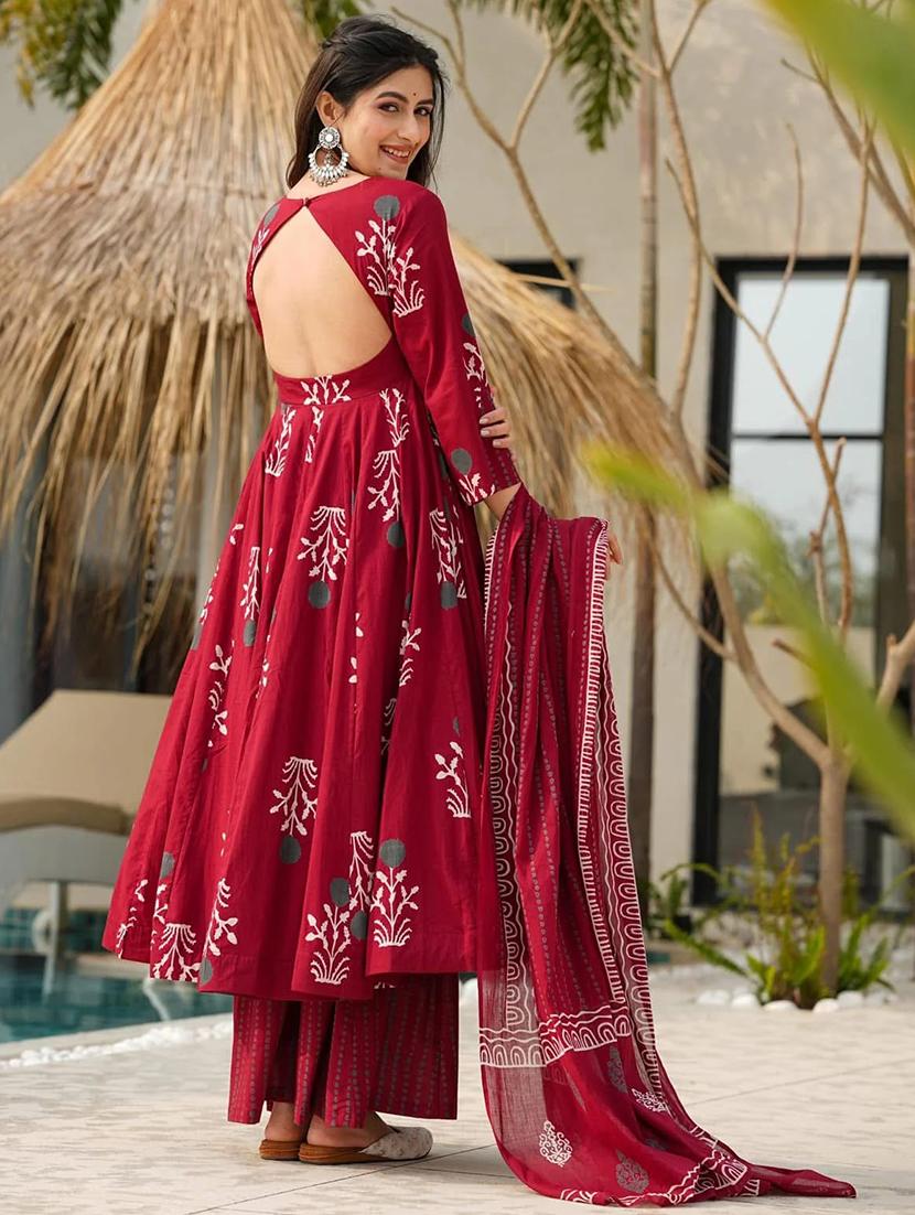 women three quarter sleeve kurta palazzo with dupatta set - 22057669 - Standard Image - 2
