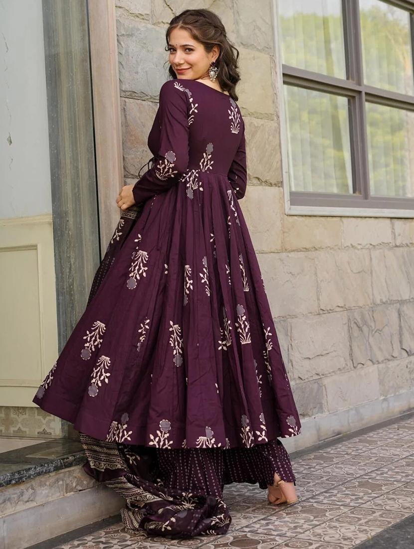 women printed long sleeve kurta palazzo with dupatta set - 22057678 - Standard Image - 2