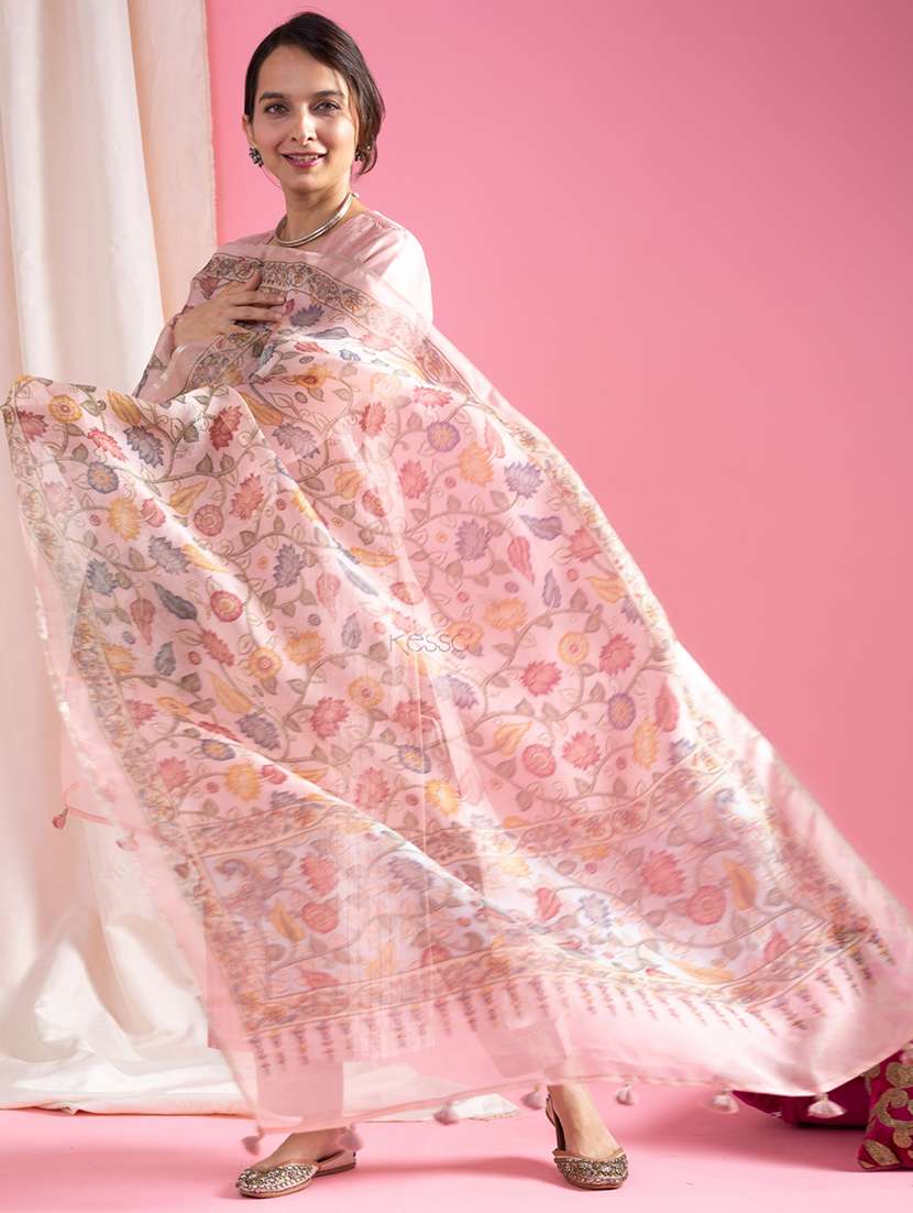 women three quarter sleeve kurta pant with dupatta set - 22057695 - Standard Image - 2