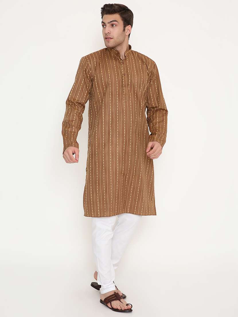 men printed long sleeve kurta and pyjama set - 22057706 - Standard Image - 2