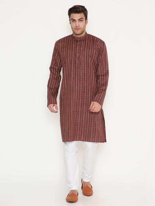 men printed long sleeve kurta and pyjama set - 22057708 - Standard Image - 0