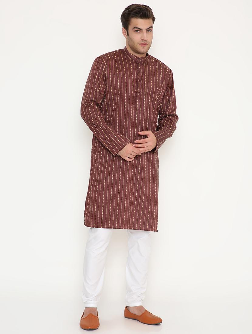 men printed long sleeve kurta and pyjama set - 22057708 - Standard Image - 2