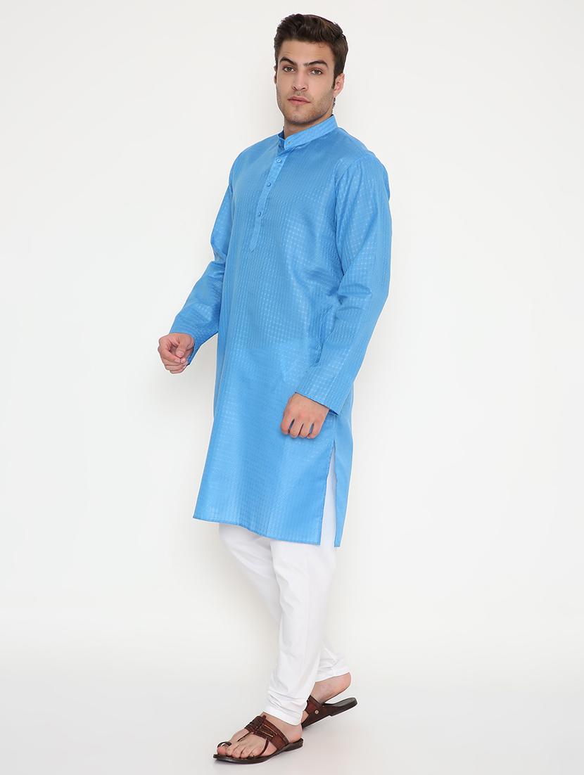 men self designed long sleeve kurta and pyjama set - 22057712 - Standard Image - 2