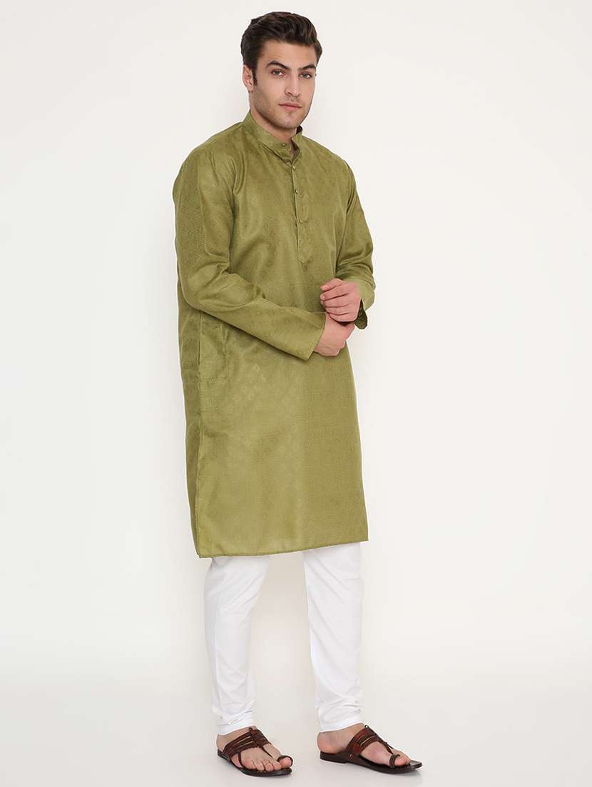 men self designed long sleeve kurta and pyjama set - 22057715 - Standard Image - 2