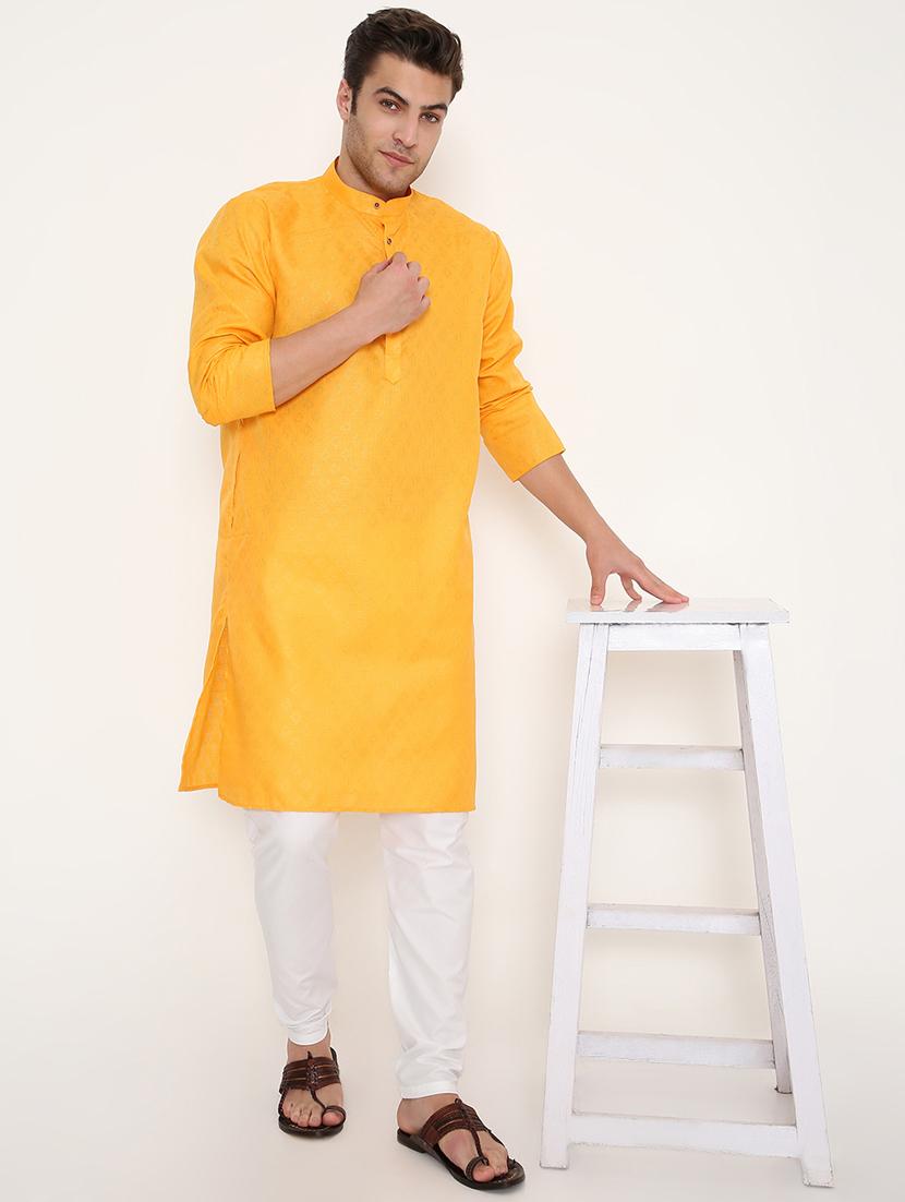 men self designed long sleeve kurta and pyjama set - 22057716 - Standard Image - 2