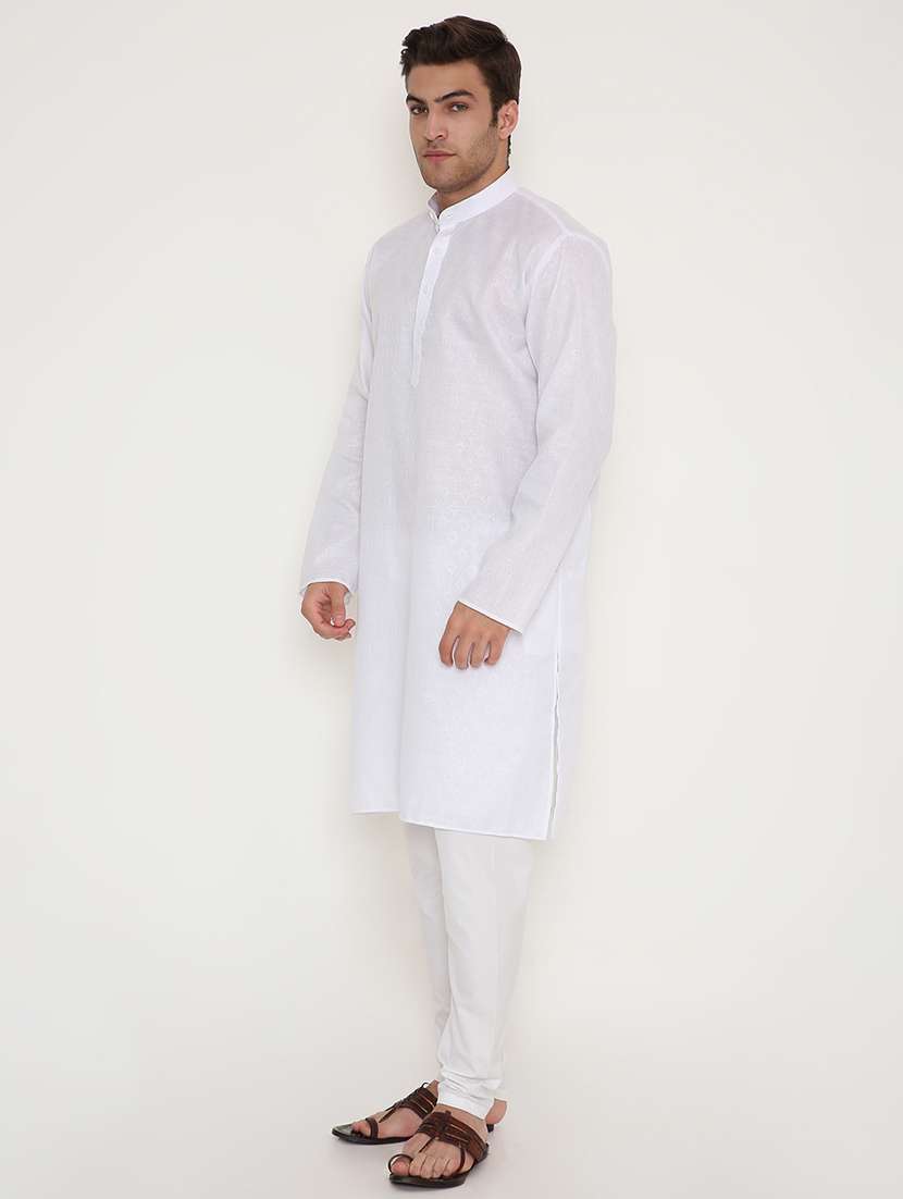 men self designed long sleeve kurta and pyjama set - 22057717 -  Standard Image - 2