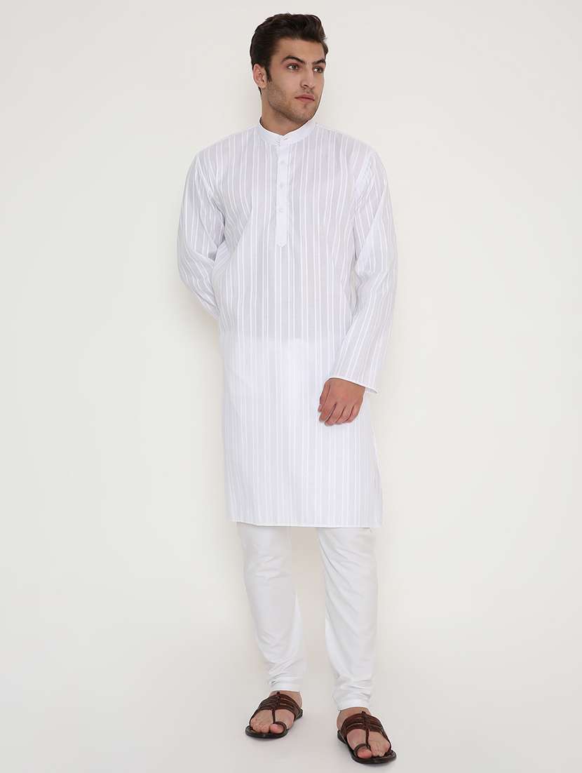 men self designed long sleeve kurta and pyjama set - 22057721 - Standard Image - 2