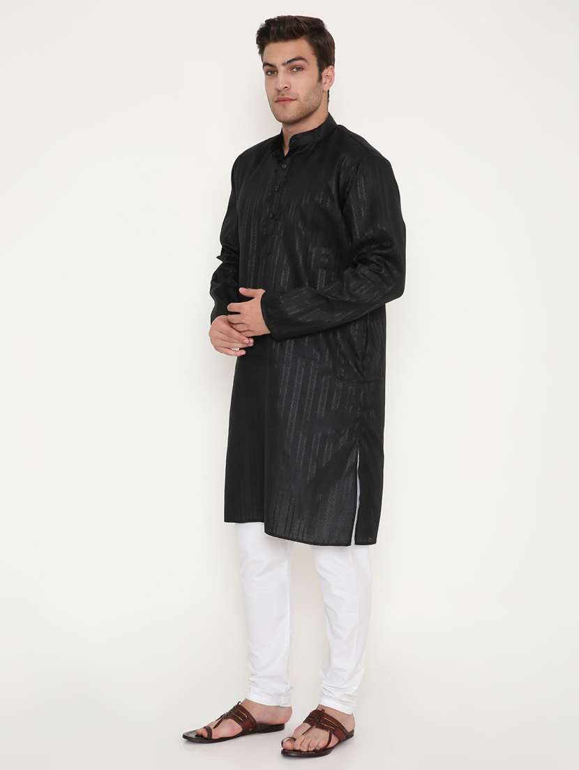 men self designed long sleeve kurta and pyjama set - 22057722 -  Standard Image - 2
