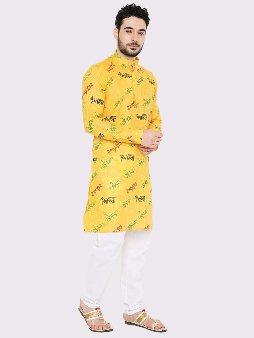 men printed long sleeve kurta and pyjama set - 22057730 - Standard Image - 2
