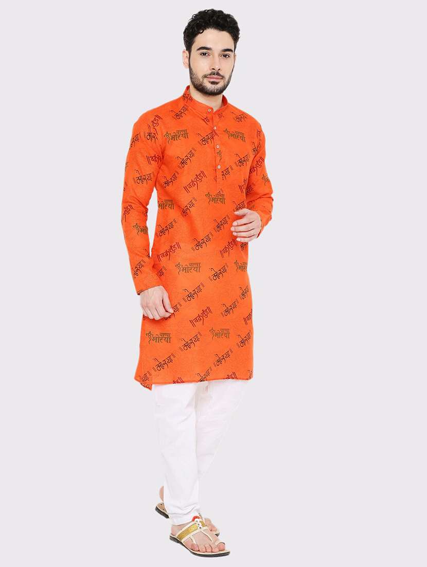 men printed long sleeve kurta and pyjama set - 22057731 - Standard Image - 2
