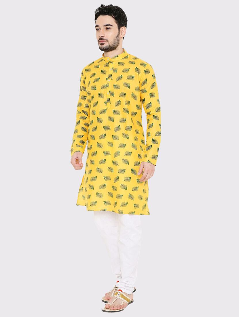 men printed long sleeve kurta and pyjama set - 22057733 - Standard Image - 2