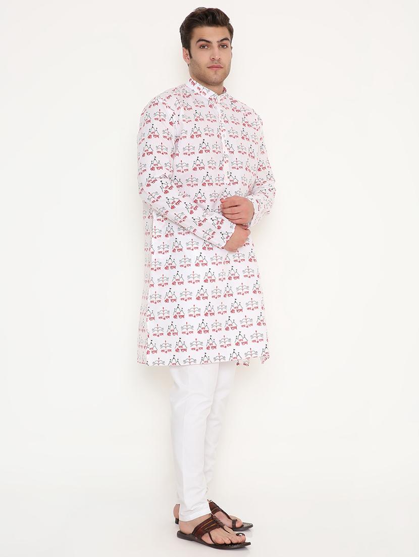 men printed long sleeve kurta and pyjama set - 22057736 - Standard Image - 2
