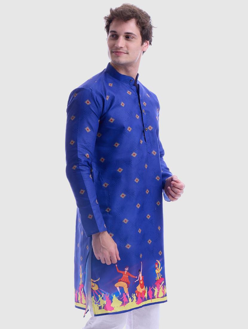 men printed long sleeve kurta and pyjama set - 22057738 - Standard Image - 2