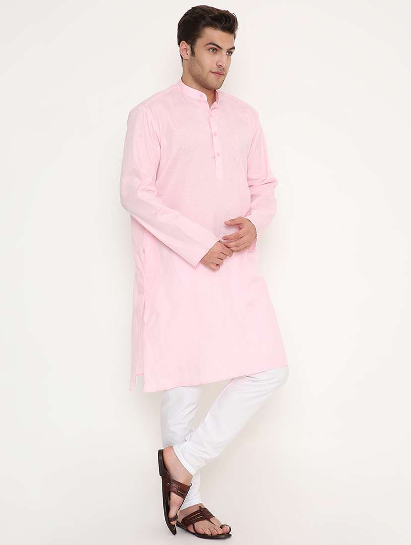 men solid long sleeve kurta and pyjama set - 22057742 - Standard Image - 2