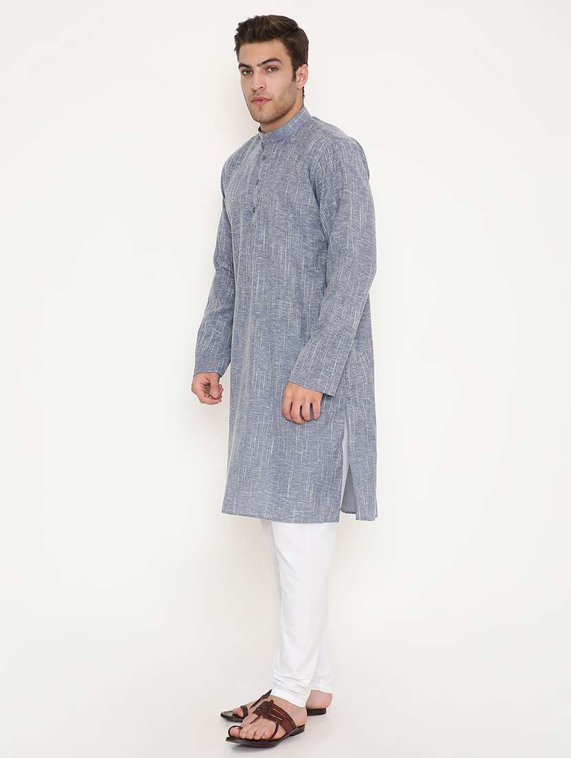 men solid long sleeve kurta and pyjama set - 22057750 - Standard Image - 2
