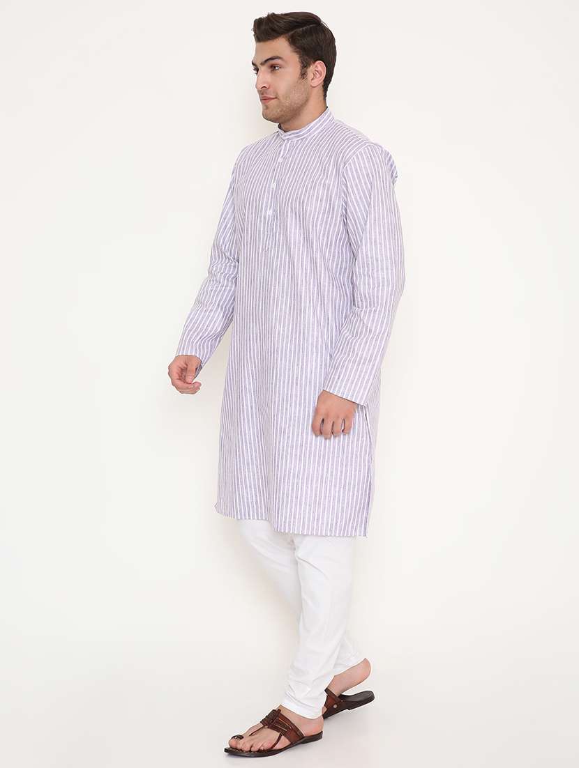 men striped long sleeve kurta and pyjama set - 22057754 - Standard Image - 2
