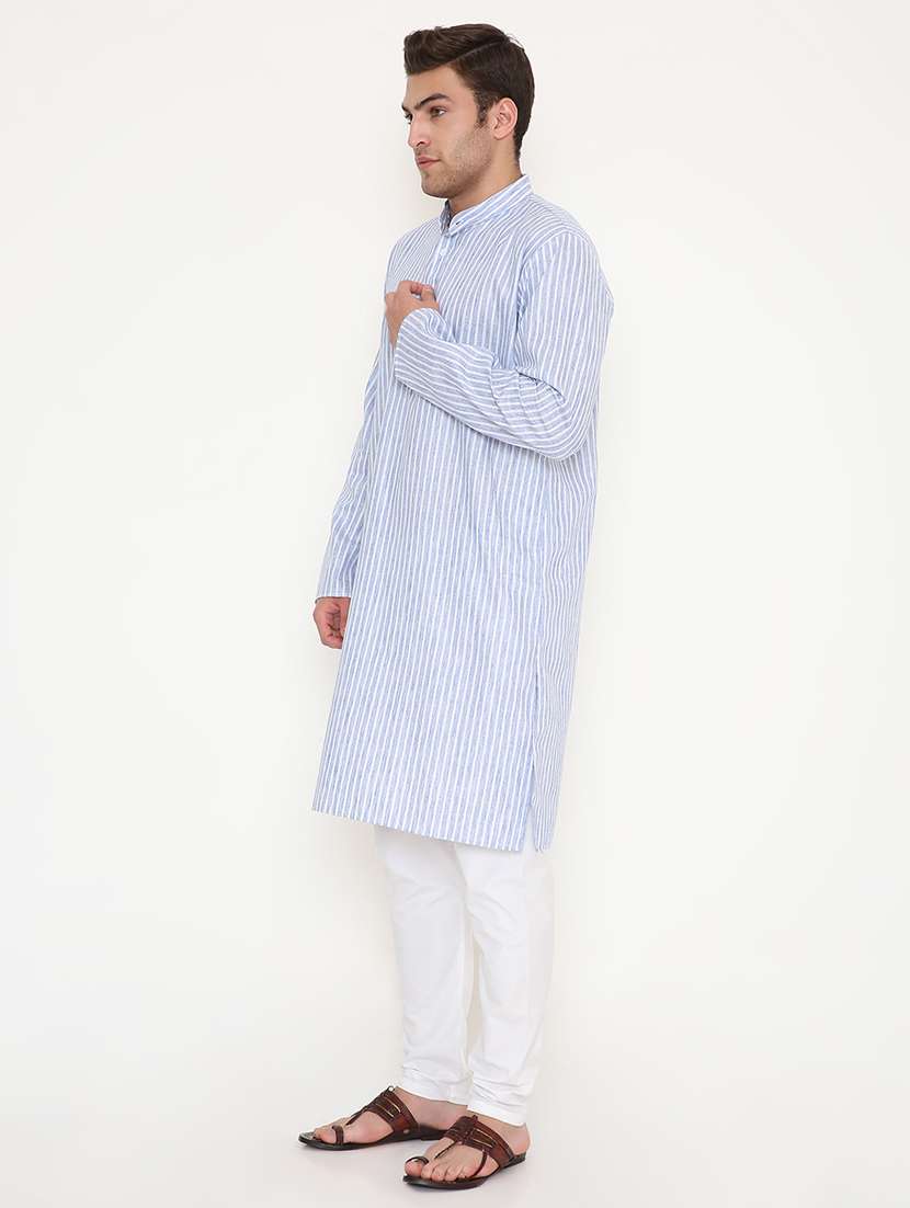 men striped long sleeve kurta and pyjama set - 22057755 -  Standard Image - 2