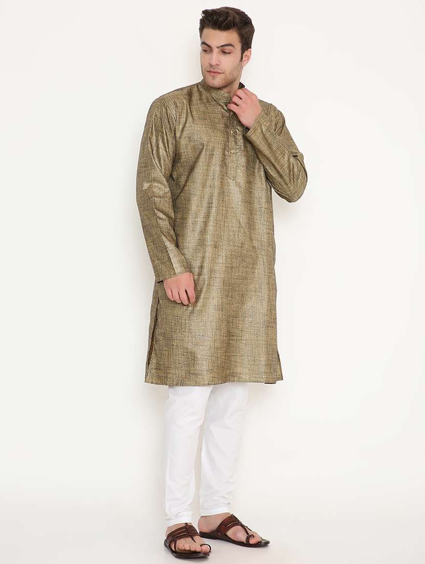 men solid long sleeve kurta and pyjama set - 22057757 - Standard Image - 2