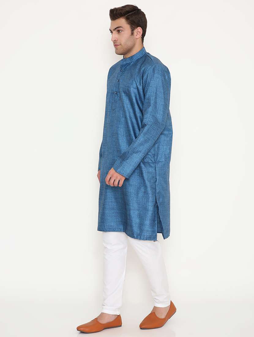 men solid long sleeve kurta and pyjama set - 22057758 - Standard Image - 2