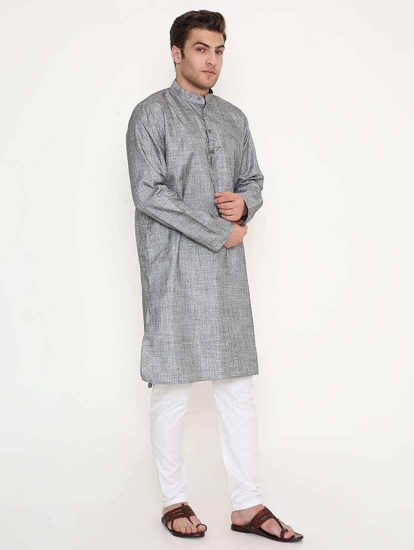 men solid long sleeve kurta and pyjama set - 22057759 - Standard Image - 2