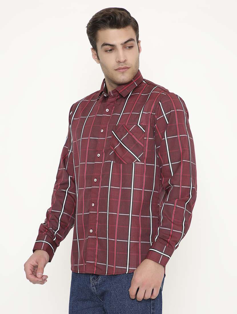 men checkered collared long sleeve regular fit shirt - 22057768 -  Standard Image - 2