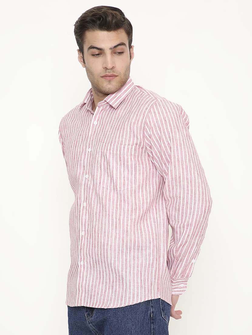 men striped collared long sleeve regular fit shirt - 22057780 -  Standard Image - 2