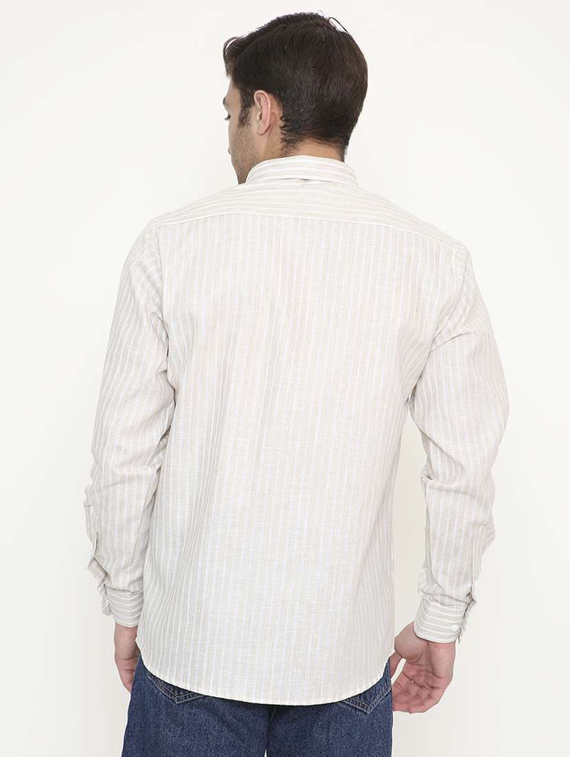 men striped collared long sleeve regular fit shirt - 22057782 -  Standard Image - 2