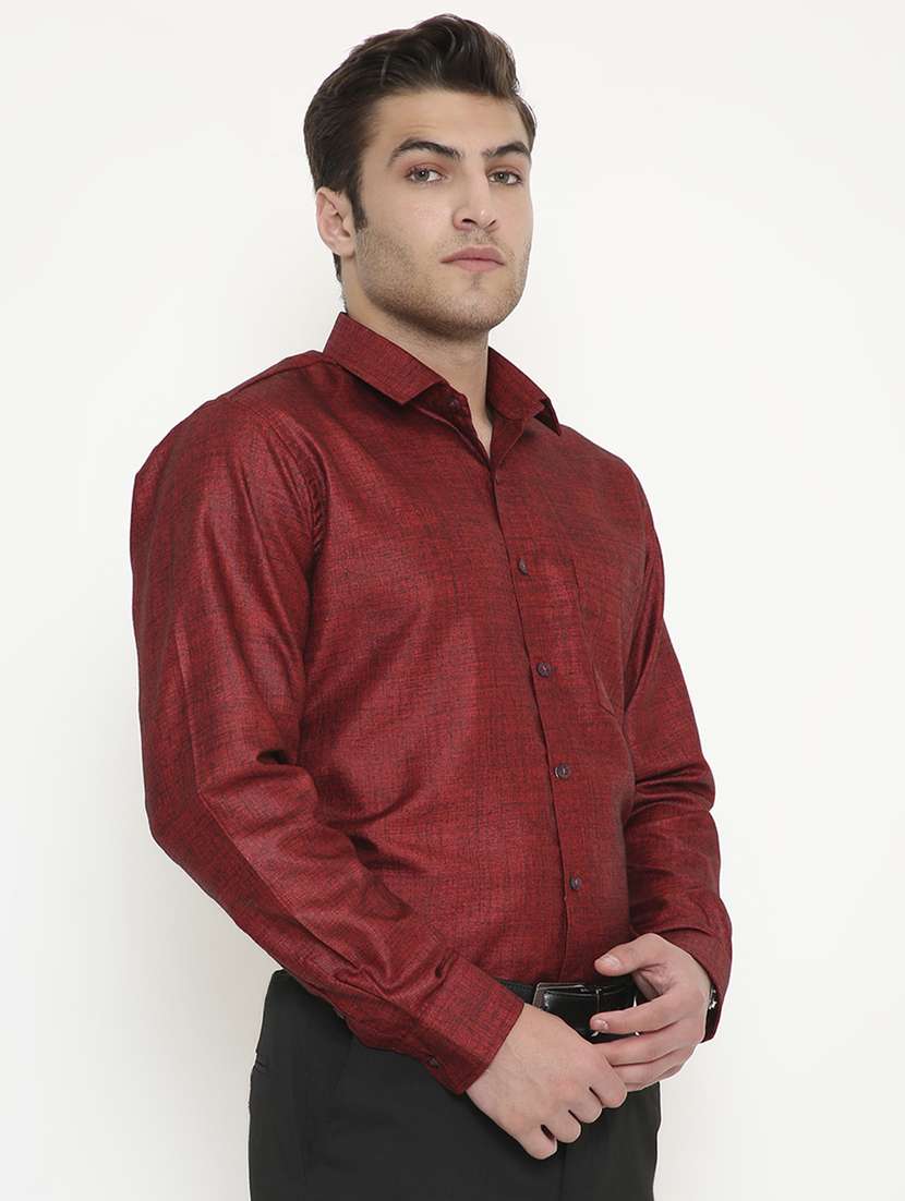 men solid collared long sleeve regular fit shirt - 22057785 - Standard Image - 2