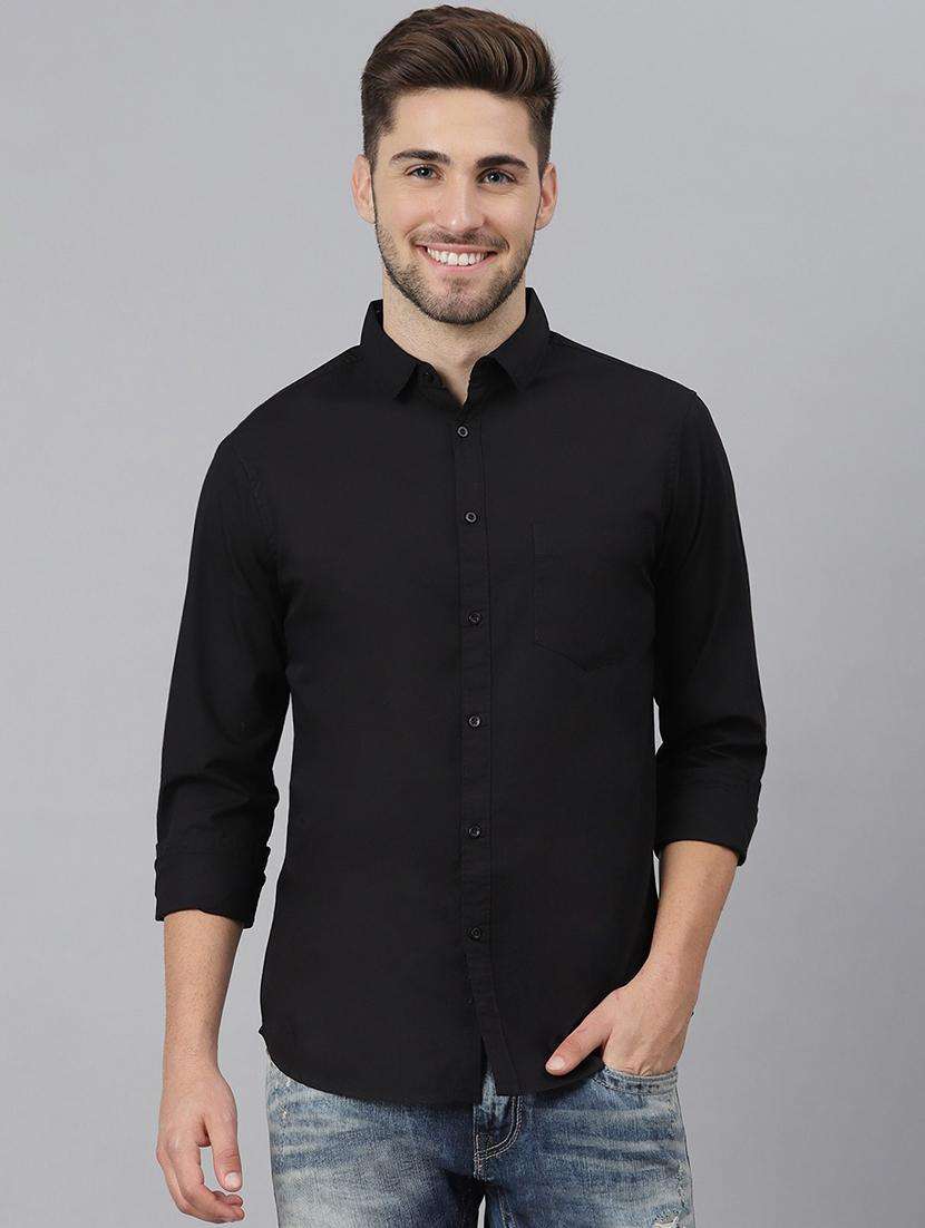 men solid long sleeve regular fit casual shirt