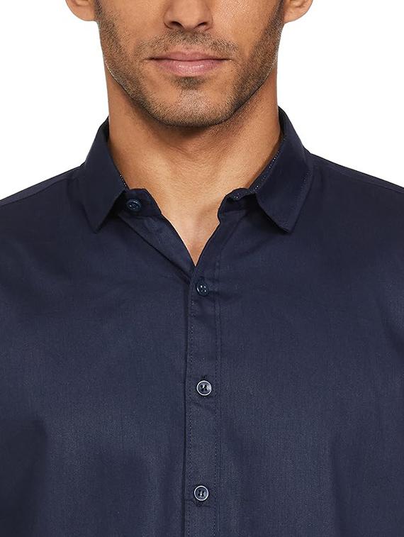 blue cotton blend casual shirt - 22057827 - Standard Image - 2