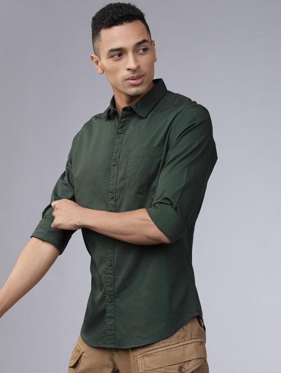 green cotton blend casual shirt - 22057828 - Standard Image - 2