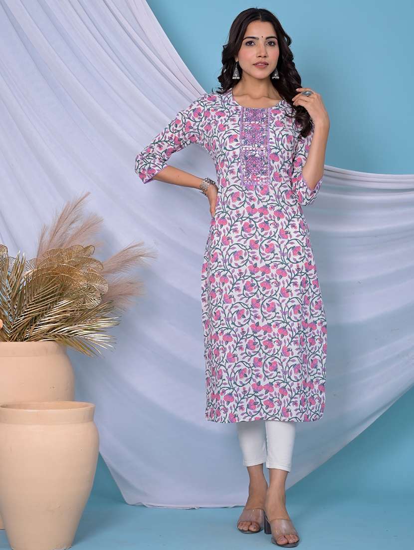 purple cotton straight kurta