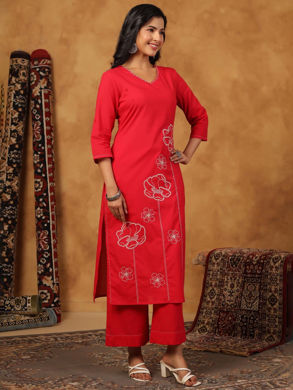 pink cotton kurta palazzo set - 22057889 - Standard Image - 2