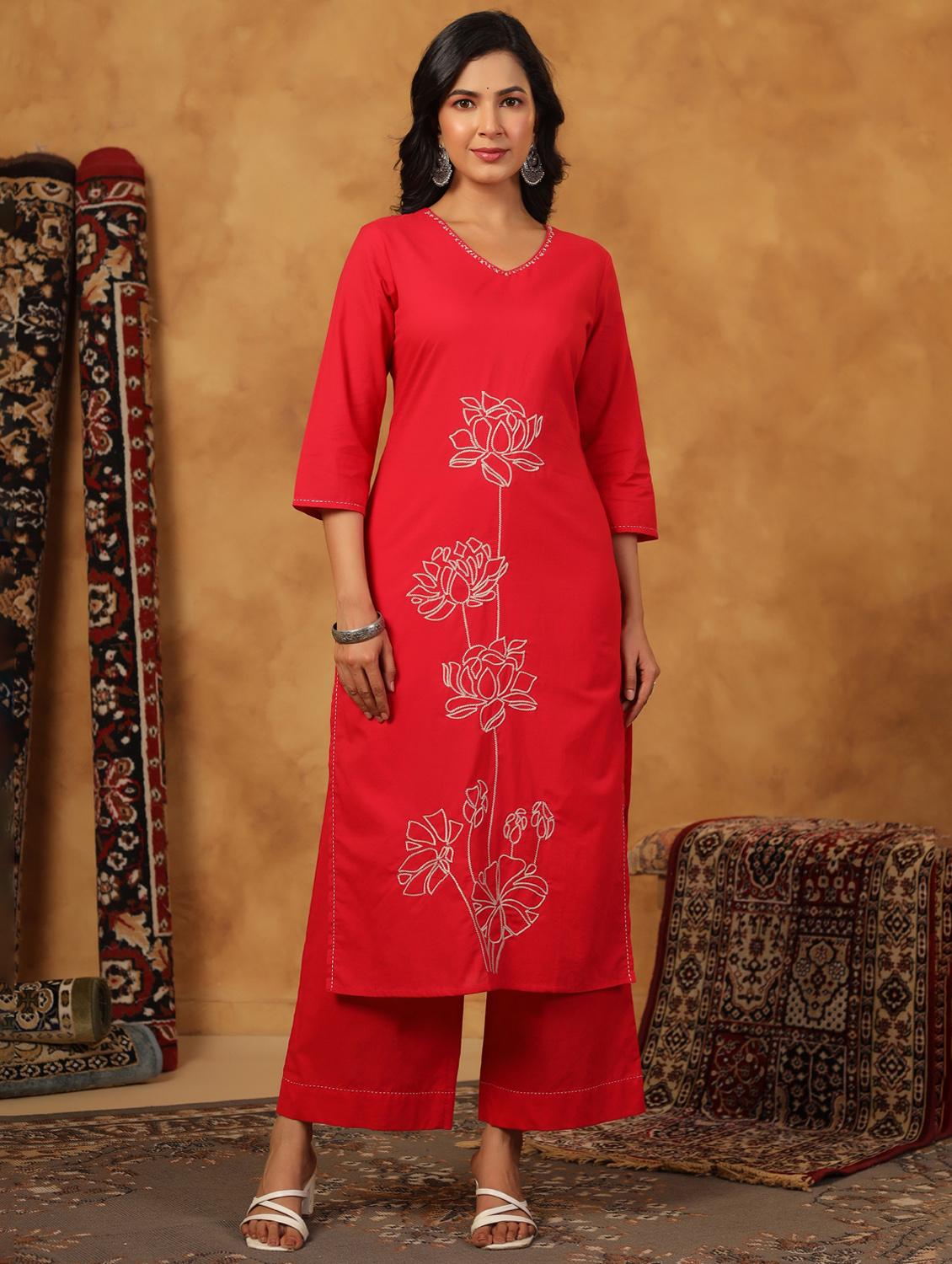 pink cotton kurta palazzo set - 22057893 - Standard Image - 2