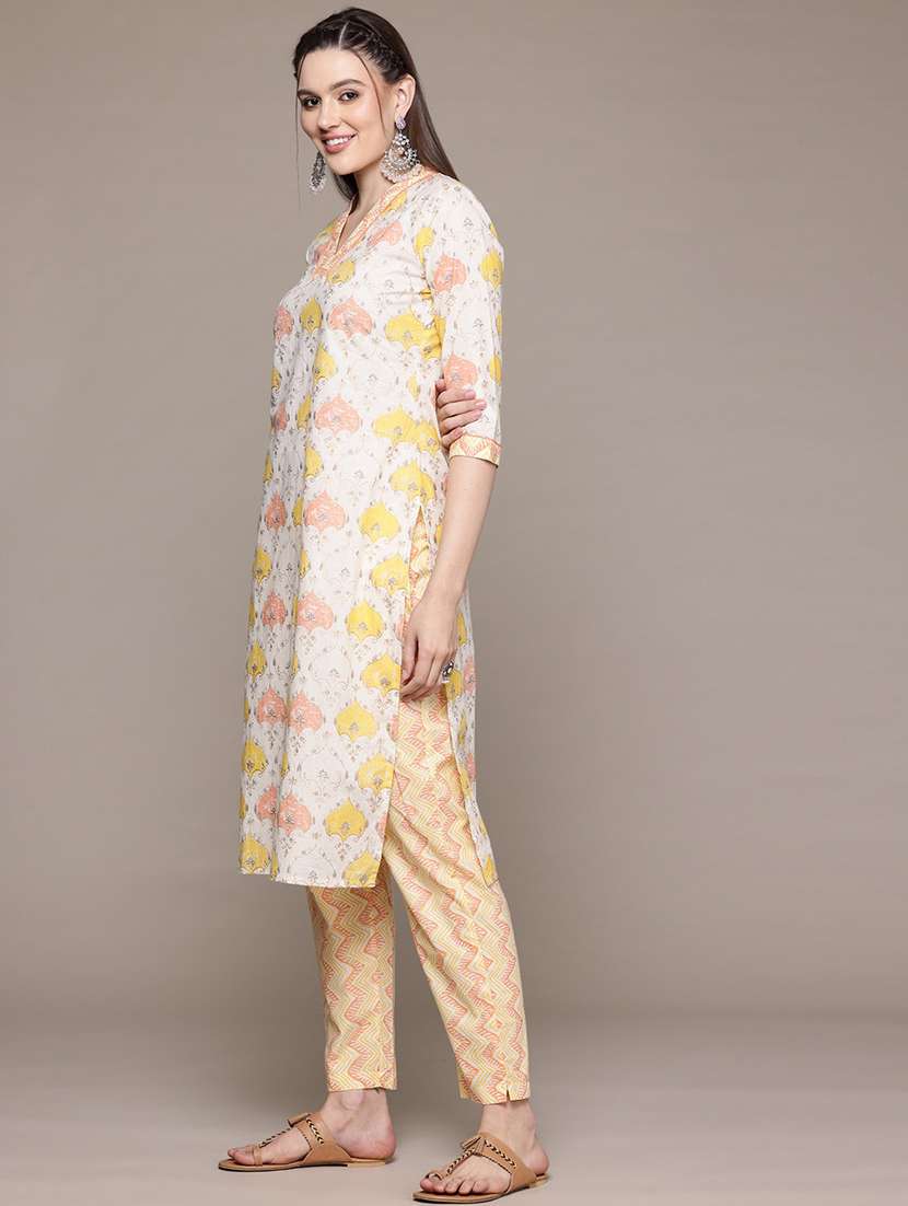 women printed three quarter sleeve kurta pant with dupatta set - 22057901 -  Standard Image - 2