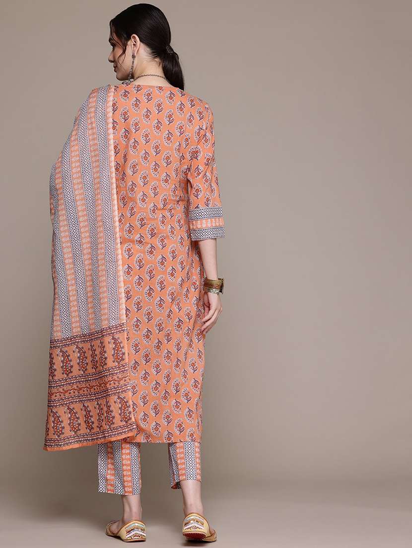 women three quarter sleeve kurta pant with dupatta set - 22057930 -  Standard Image - 2