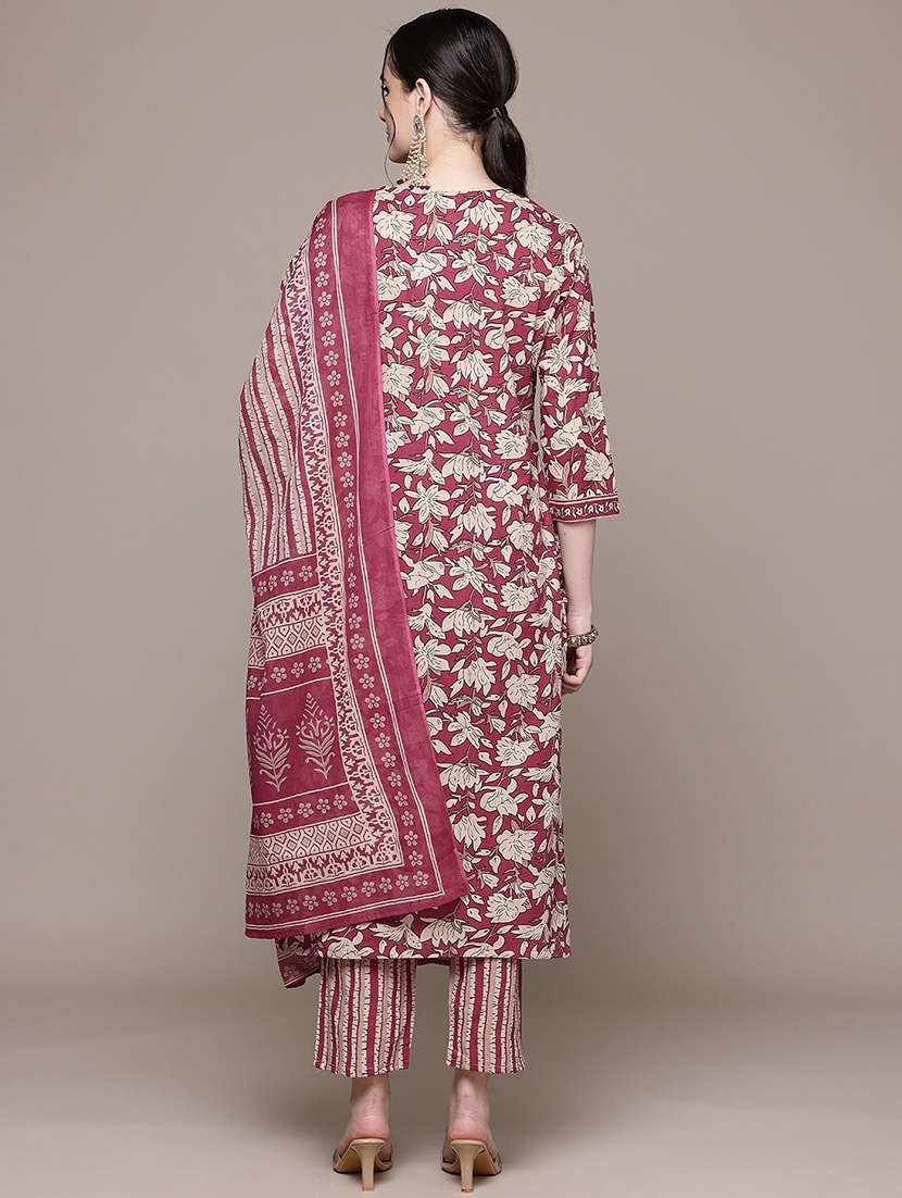 women three quarter sleeve kurta pant with dupatta set - 22057934 -  Standard Image - 2