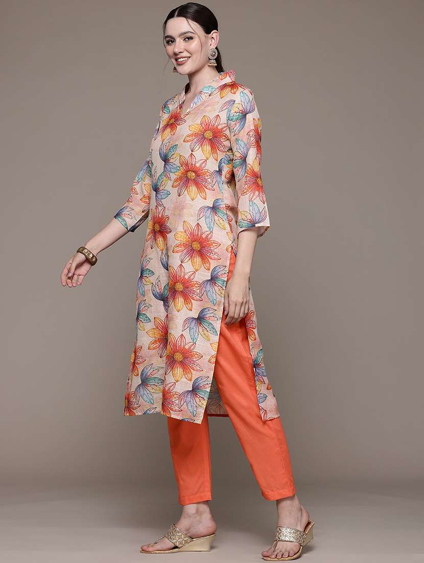 women three quarter sleeve kurta pant with dupatta set - 22057991 -  Standard Image - 2