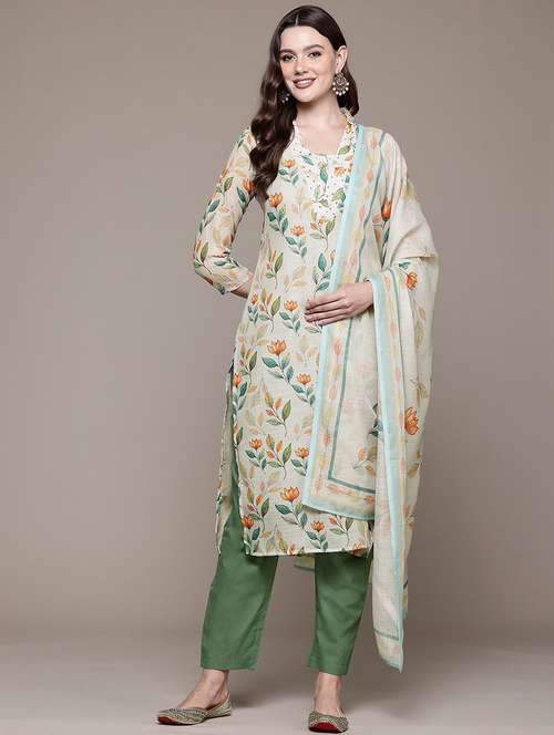 women three quarter sleeve kurta pant with dupatta set - 22057993 - Standard Image - 0