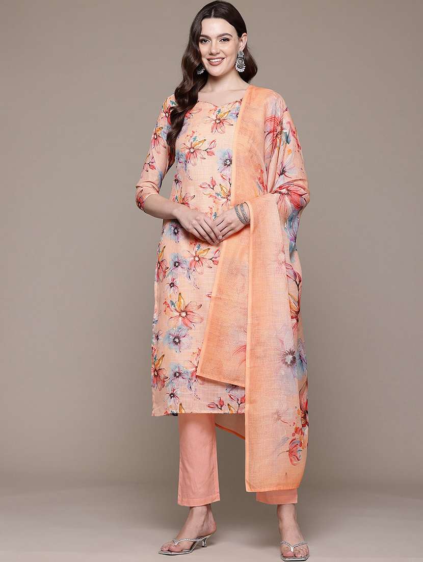 women three quarter sleeve kurta pant with dupatta set