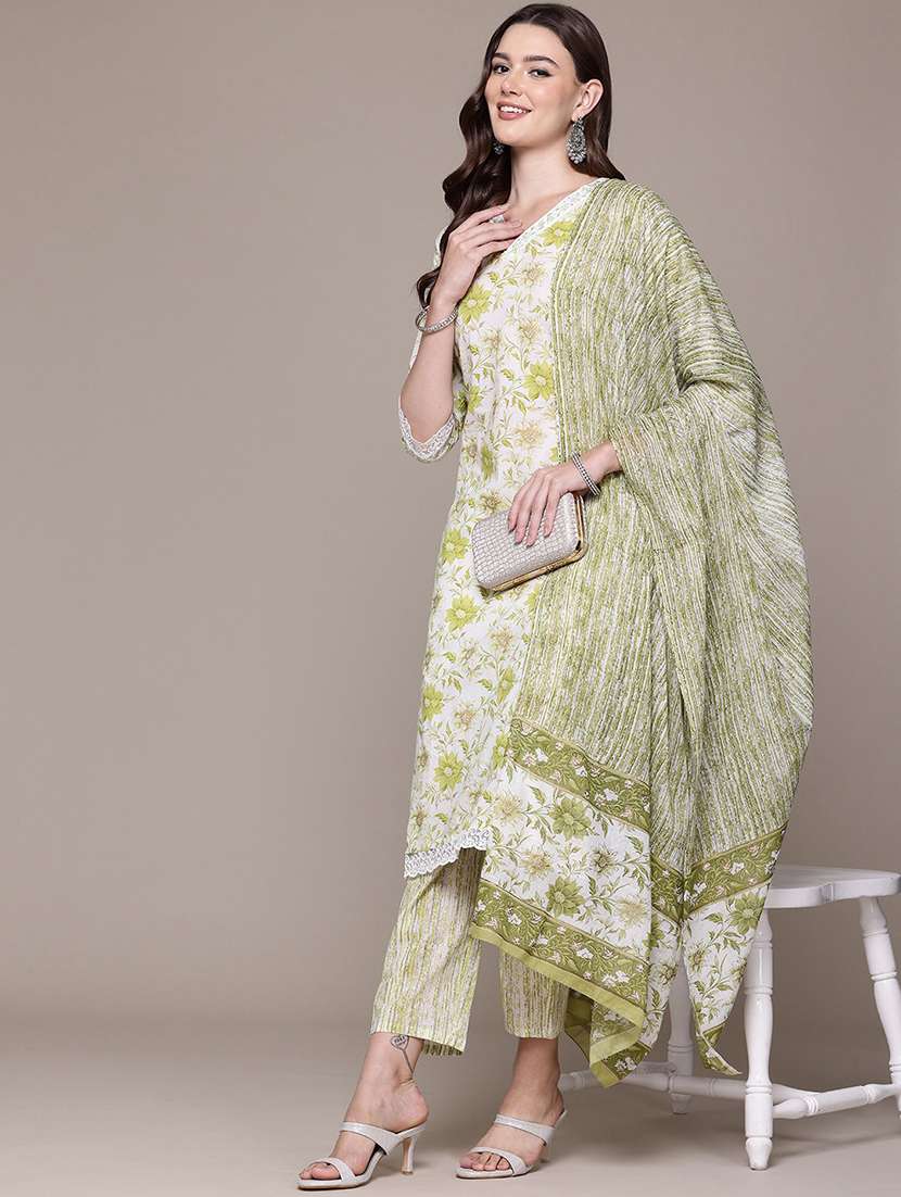 green cotton suit  set
