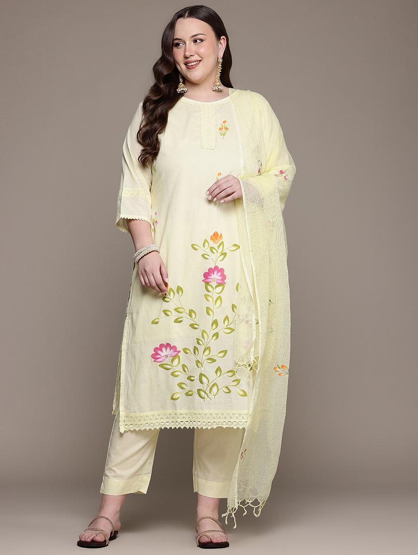 women three quarter sleeve kurta pant with dupatta set - 22058092 - Standard Image - 2