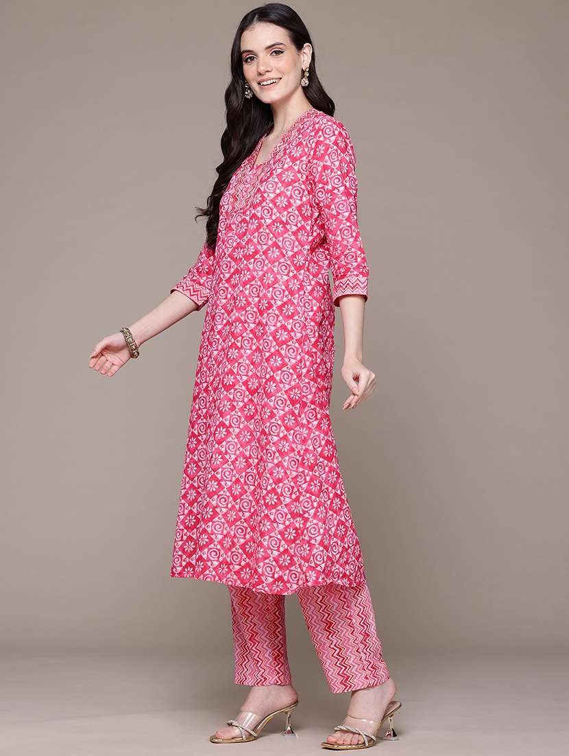 pink cotton suit  set - 22058100 -  Standard Image - 2