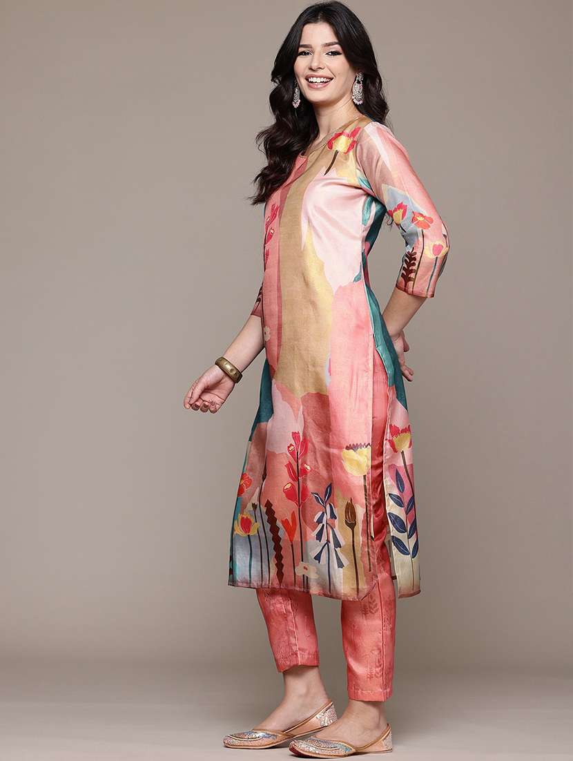 peach chanderi suit  set - 22058117 -  Standard Image - 2